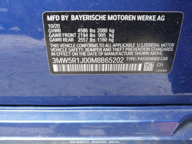3MW5R1J00M8B65202 BMW 3 Series 330i