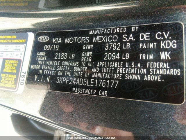 3KPF24AD5LE176177 KIA Forte Lxs