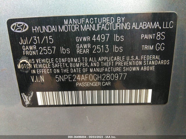 Hyundai Sonata 2.4l Se 2016 5NPE24AF0GH280977 Image 9