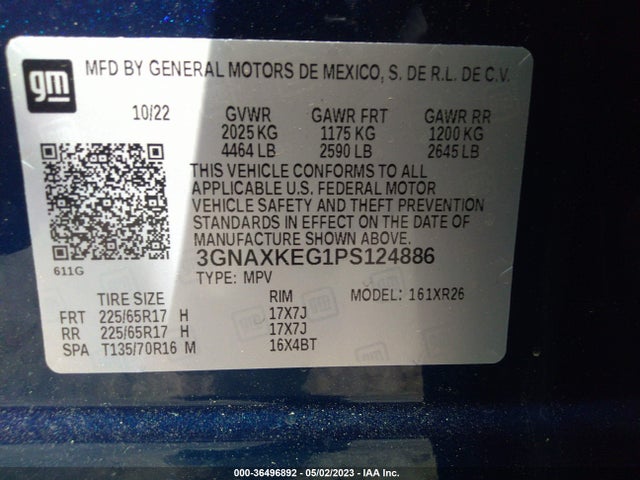 Chevrolet EQUINOX LT 2023 3GNAXKEG1PS124886 Image 9