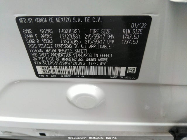 Honda HR-V EX 2022 3CZRU5H59NM728083 Image 11
