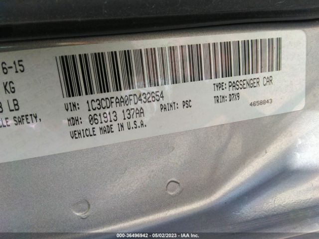 1C3CDFAA0FD432654 Dodge DART SE
