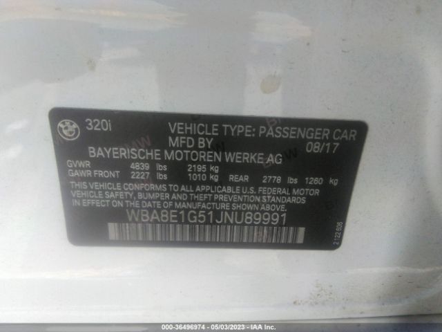 WBA8E1G51JNU89991 BMW 3 Series 320i