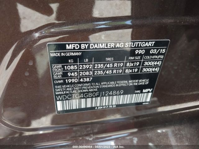 WDCTG4GB0FJ124869 Mercedes-Benz Gla-class Gla 250