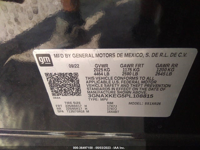 Chevrolet EQUINOX LT 2023 3GNAXKEG5PL108815 Image 9