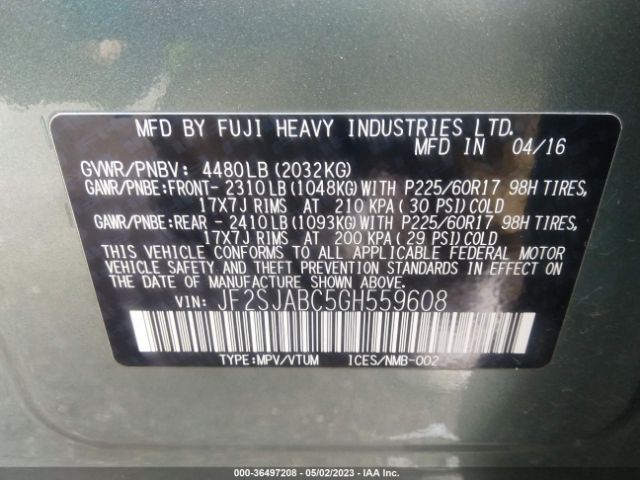 JF2SJABC5GH559608 Subaru Forester 2.5i