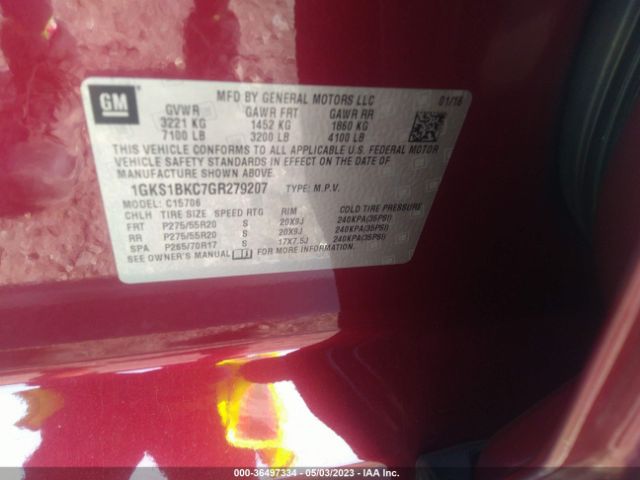 1GKS1BKC7GR279207 GMC YUKON SLT