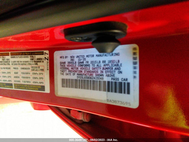 2006 PONTIAC VIBE VIN: 5Y2SL65806Z415048
