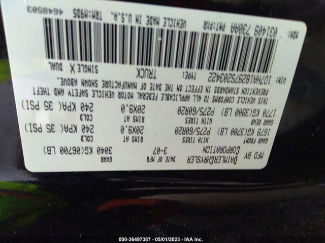 2007 DODGE RAM 1500 SLT VIN: 1D7HA18297S203422