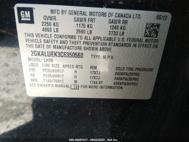 2012 GMC TERRAIN SLT-1 VIN: 2GKALUEK3C6350560