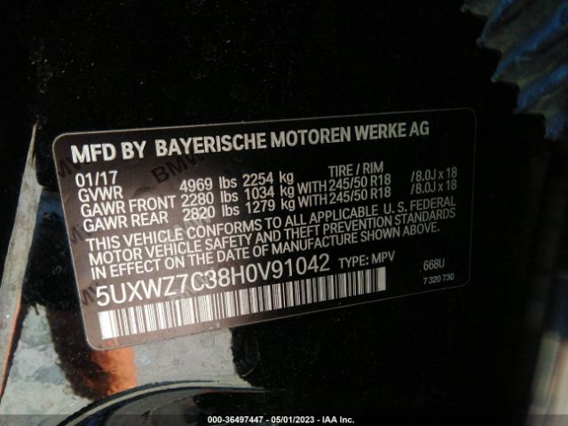 5UXWZ7C38H0V91042 BMW X3 Sdrive28i