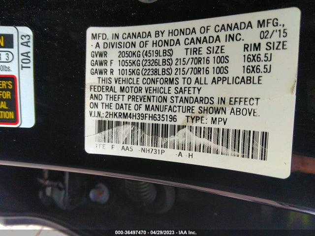 Honda CR-V LX 2015 2HKRM4H39FH635196 Image 9