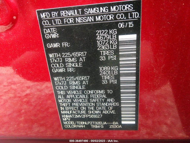 Nissan ROGUE S 2015 KNMAT2MV2FP581627 Image 9
