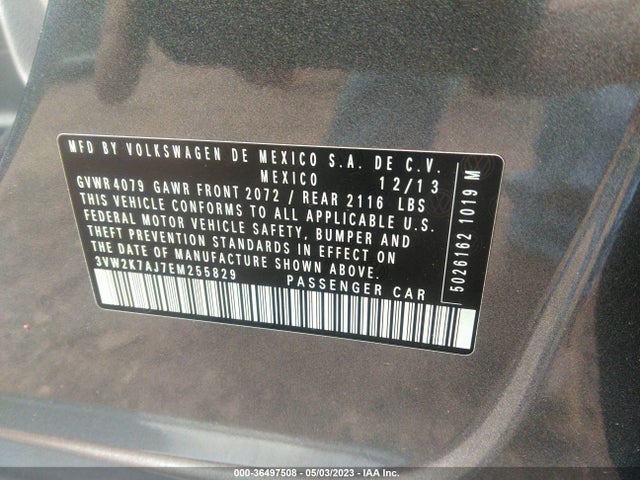2014 VOLKSWAGEN JETTA SEDAN S VIN: 3VW2K7AJ7EM255829