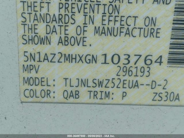 5N1AZ2MHXGN103764 Nissan Murano Platinum