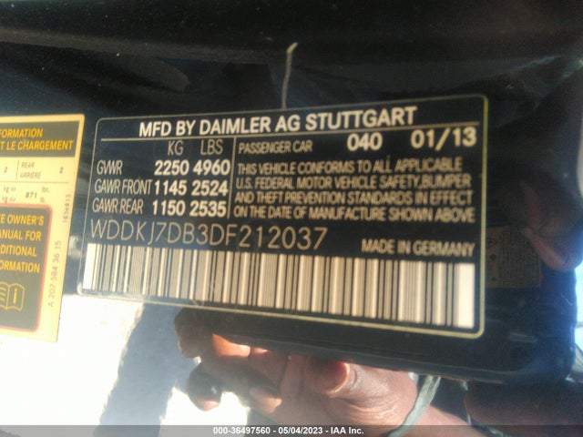 2013 MERCEDES-BENZ E-CLASS E 550 VIN: WDDKJ7DB3DF212037