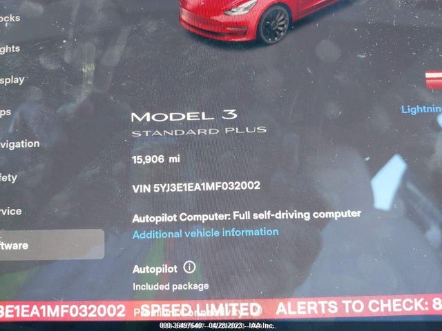 Tesla Model 3 Standard Range Plus 2021 5YJ3E1EA1MF032002 Image 9