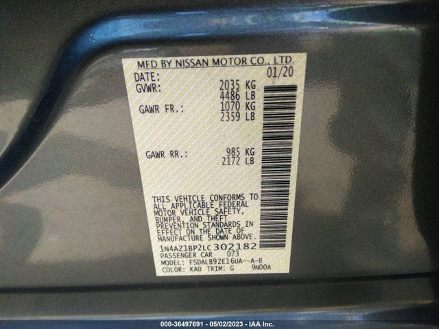 2020 Nissan Leaf, VIN: 1N4AZ1BP2LC302182