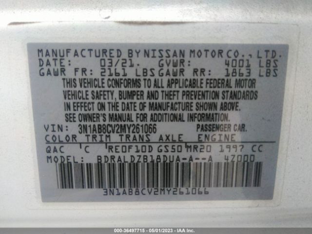 3N1AB8CV2MY261066 Nissan SENTRA SV