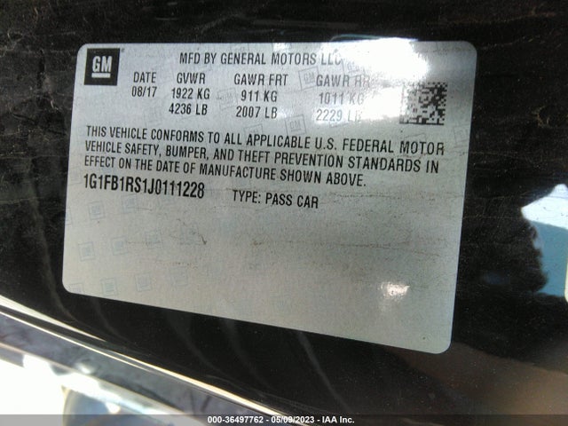 Chevrolet Camaro 1lt 2018 1G1FB1RS1J0111228 Image 9