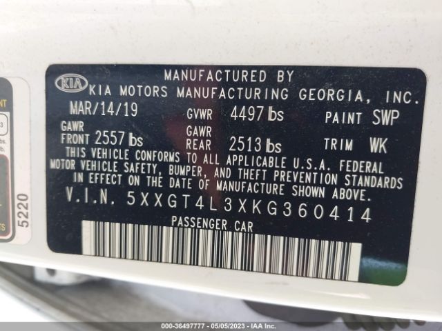 5XXGT4L3XKG360414 KIA Optima Lx