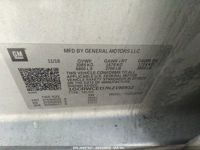 Chevrolet Silverado 1500 Lt 2019 1GCRWCED7KZ190512 Image 10