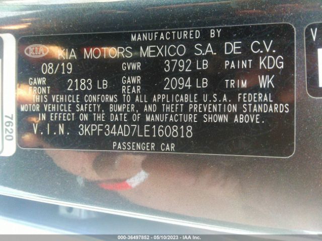 3KPF34AD7LE160818 KIA Forte Gt-line