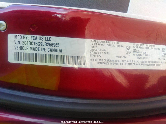 Chrysler Pacifica Touring L 2020 2C4RC1BG9LR266965 Image 9