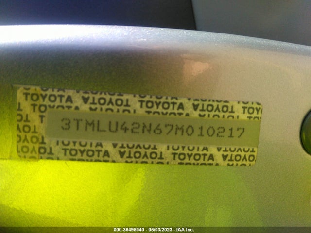 2007 TOYOTA TACOMA VIN: 3TMLU42N67M010217