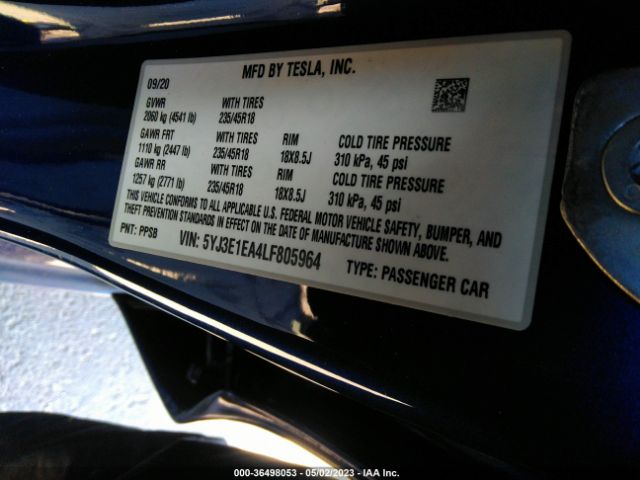 5YJ3E1EA4LF805964 Tesla Model 3 Standard Range