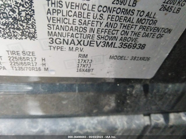 Chevrolet EQUINOX LT 2021 3GNAXUEV3ML356938 Image 9