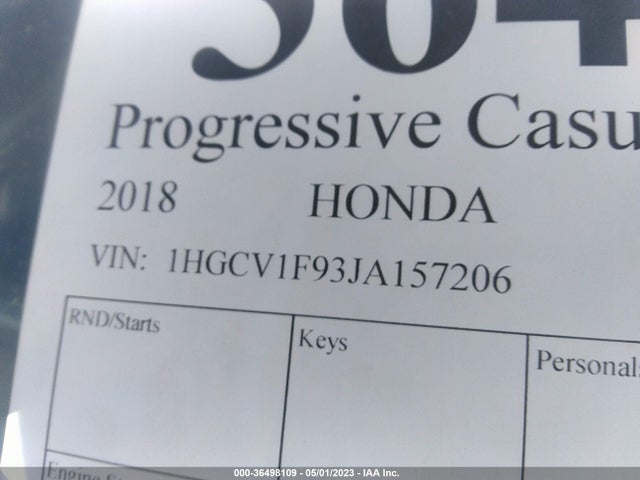 2018 HONDA ACCORD SEDAN TOURING 1.5T VIN: 1HGCV1F93JA157206