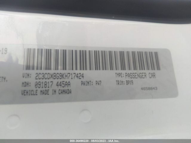 2C3CDXBG9KH717424 Dodge Charger Sxt