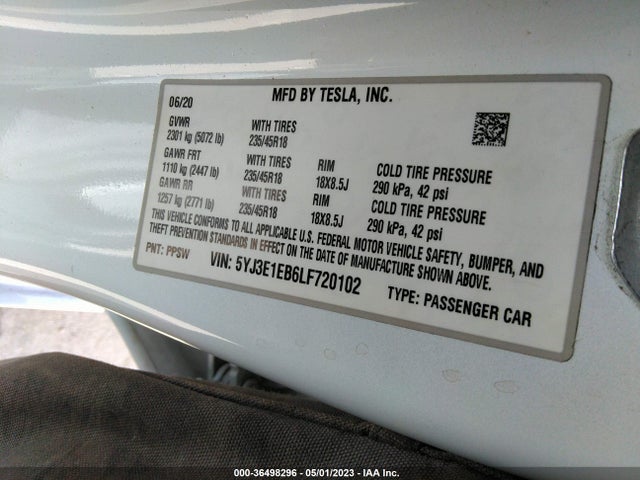 Tesla Model 3 Long Range 2020 5YJ3E1EB6LF720102 Image 11