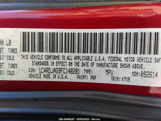 1C4RDJAG9FC148281 Dodge Durango Sxt