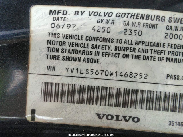 1998 VOLVO S70 GLT VIN: YV1LS5670W1468252