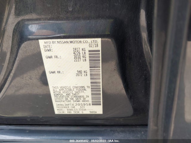 2018 NISSAN ALTIMA 2.5 SV VIN: 1N4AL3AP7JC205958