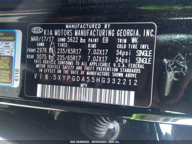 5XYPGDA55HG332212 KIA Sorento Lx V6