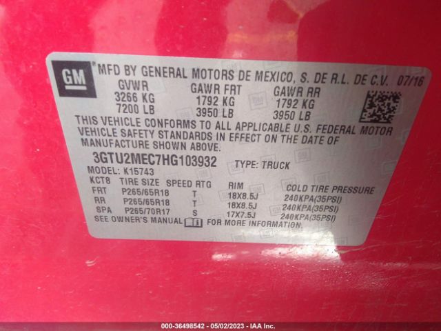 3GTU2MEC7HG103932 GMC Sierra 1500 Sle