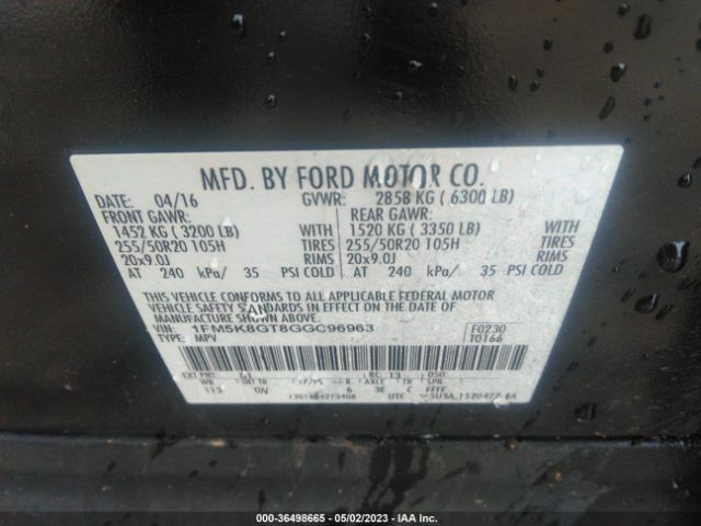 1FM5K8GT8GGC96963 Ford EXPLORER SPORT