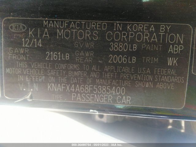 KNAFX4A68F5385400 KIA FORTE LX