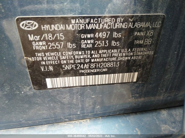 Hyundai Sonata 2.4l Se 2015 5NPE24AF8FH208813 Image 9