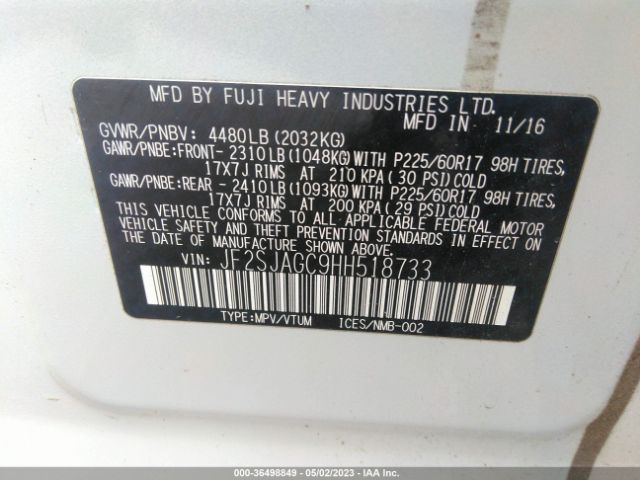 JF2SJAGC9HH518733 Subaru Forester Premium