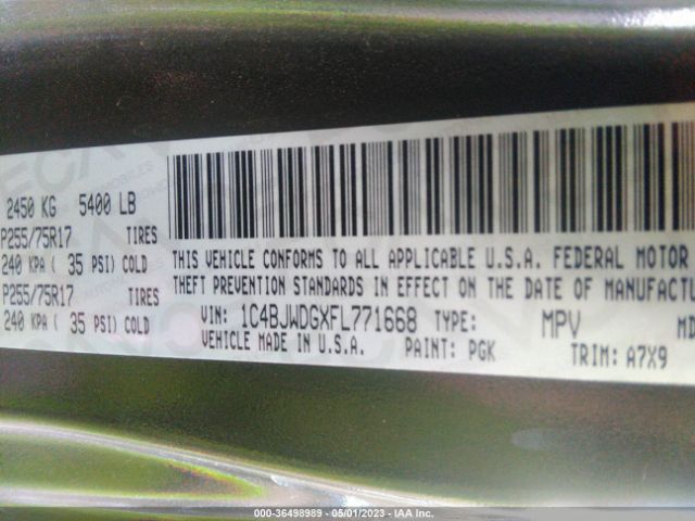 1C4BJWDGXFL771668 Jeep Wrangler Unlimited Sport