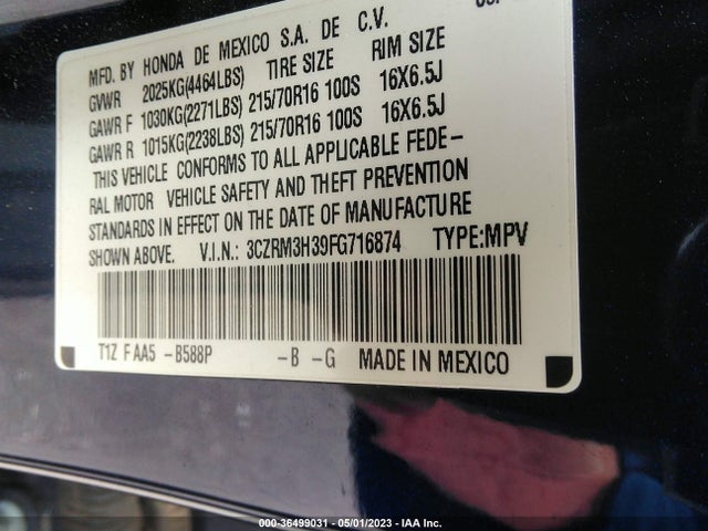 Honda CR-V LX 2015 3CZRM3H39FG716874 Image 9