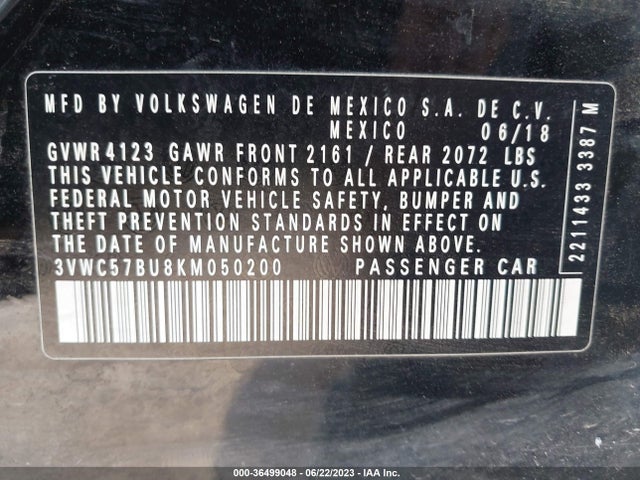 3VWC57BU8KM050200 Volkswagen Jetta S/se/r-line