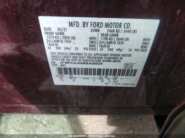 2FMPK4J99MBA08529 Ford Edge Sel/st-line