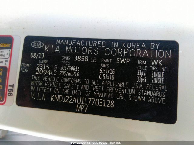 KNDJ22AU1L7703128 KIA SOUL LX