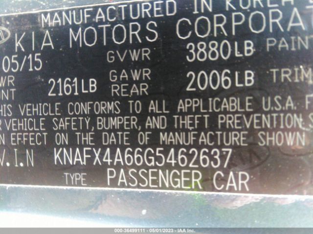 KNAFX4A66G5462637 KIA FORTE LX