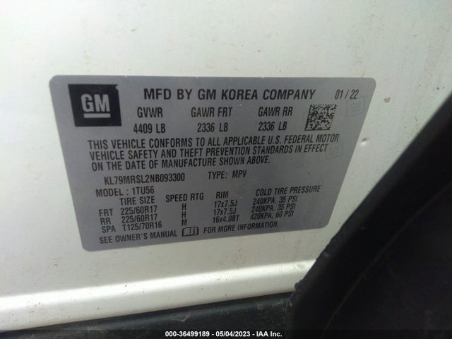 Chevrolet Trailblazer Lt 2022 KL79MRSL2NB093300 Image 9